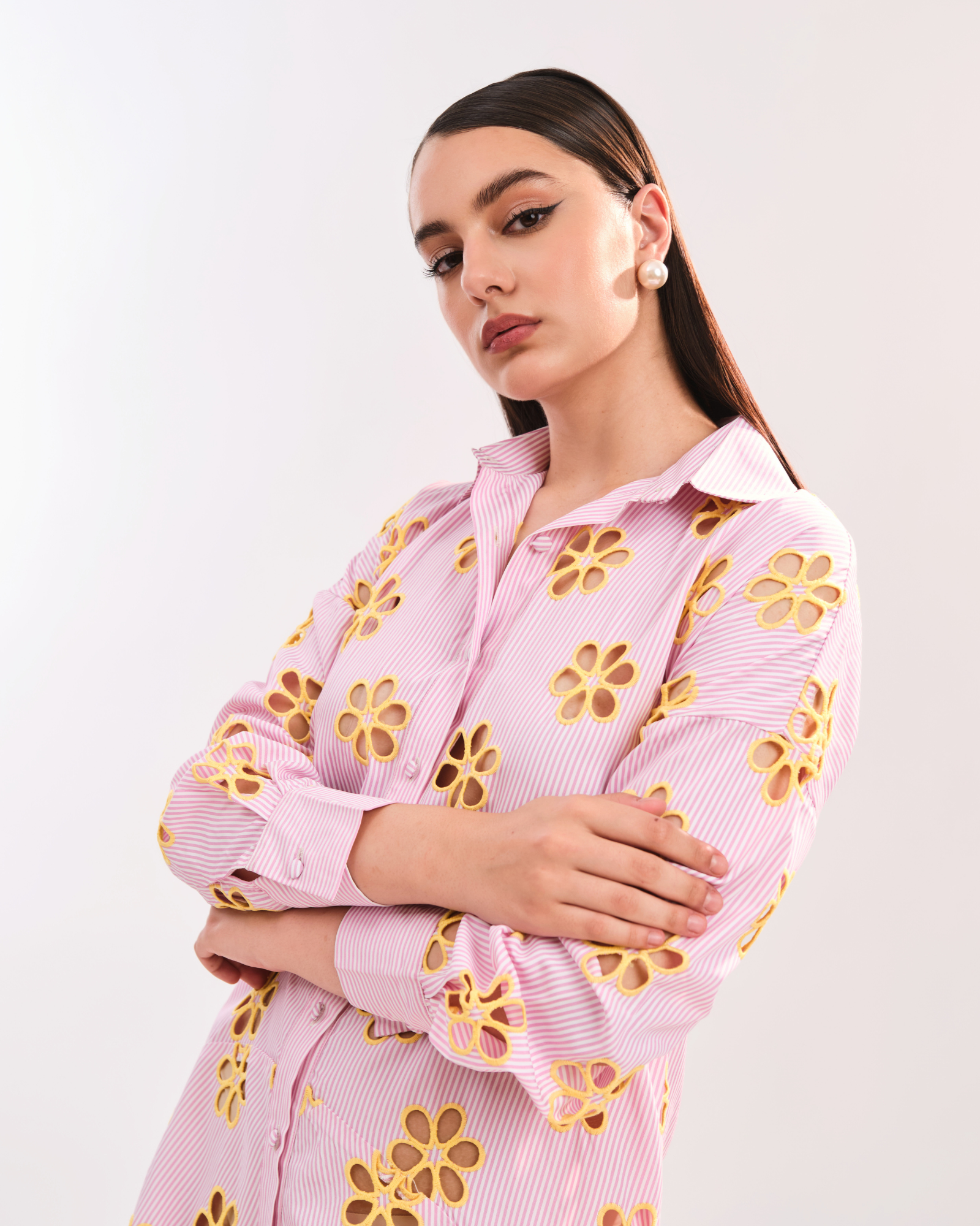 SOL FLOWER CUT DRESS - PINK