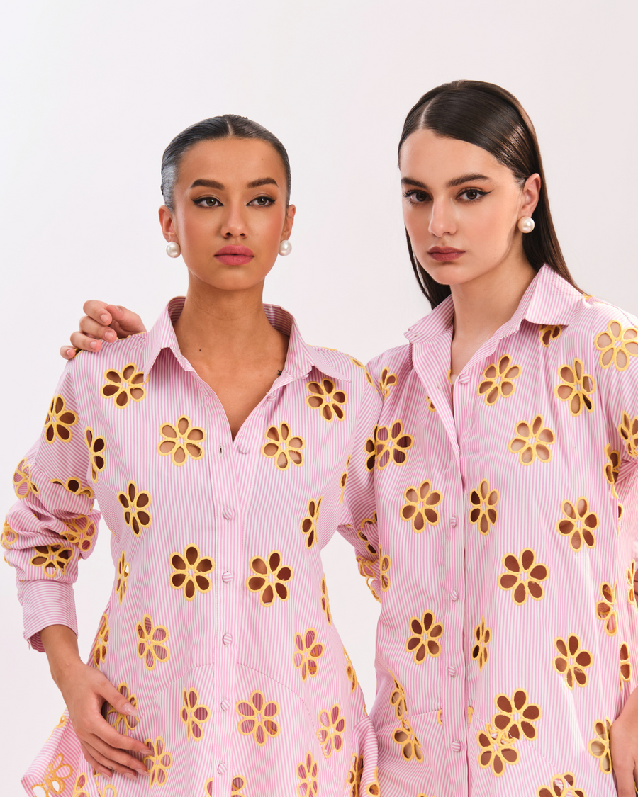 SOL FLOWER CUT DRESS - PINK