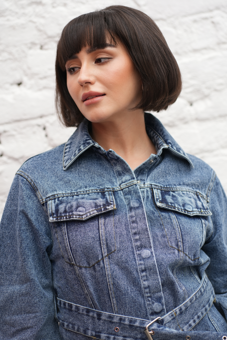 Azure Belted Denim Jacket