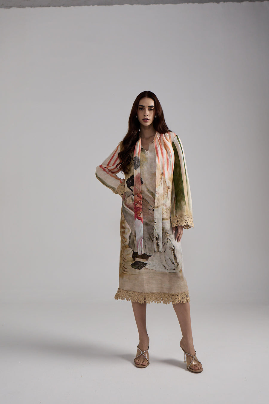 Canvas Stripe Linen Dress Set