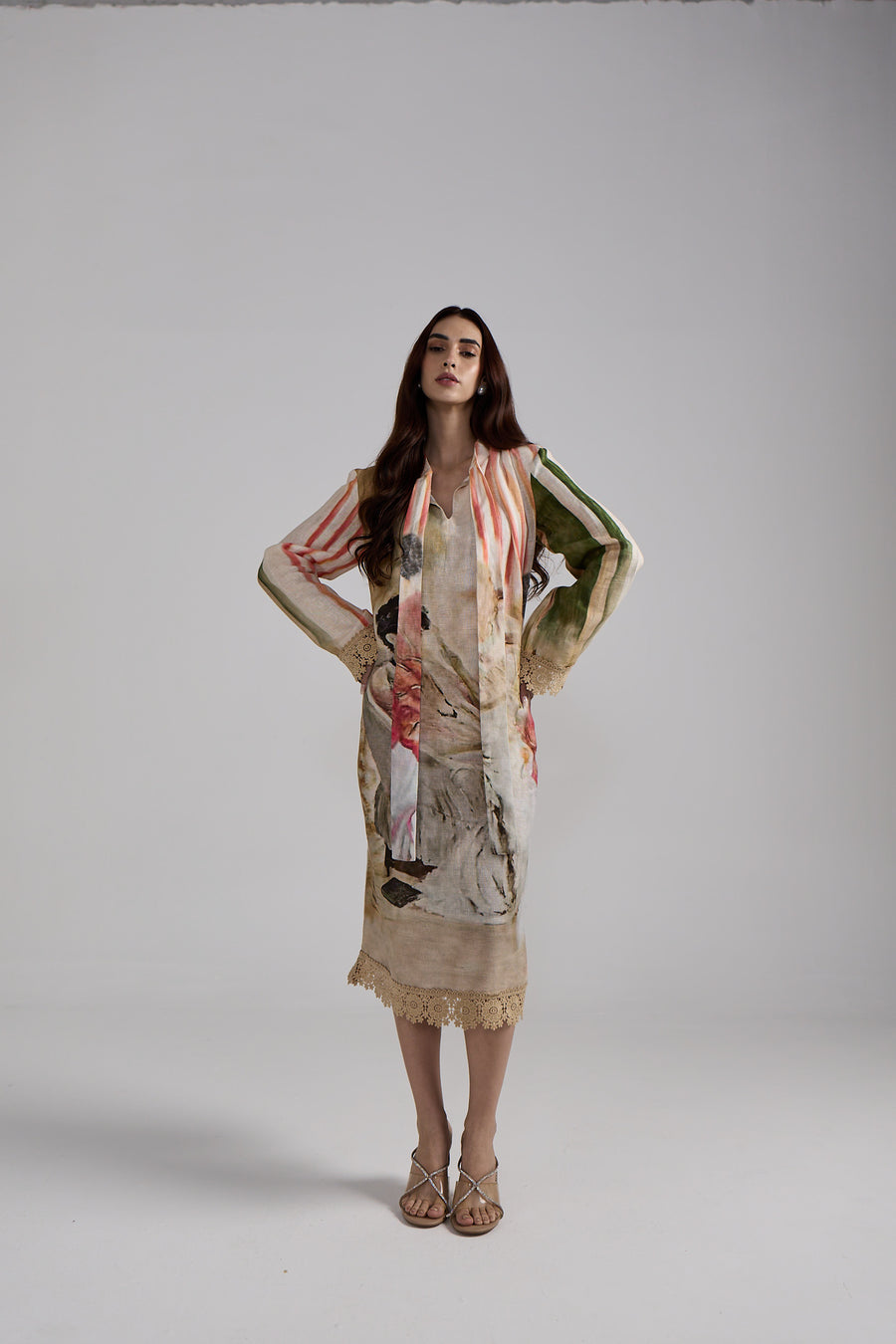 Canvas Stripe Linen Dress Set