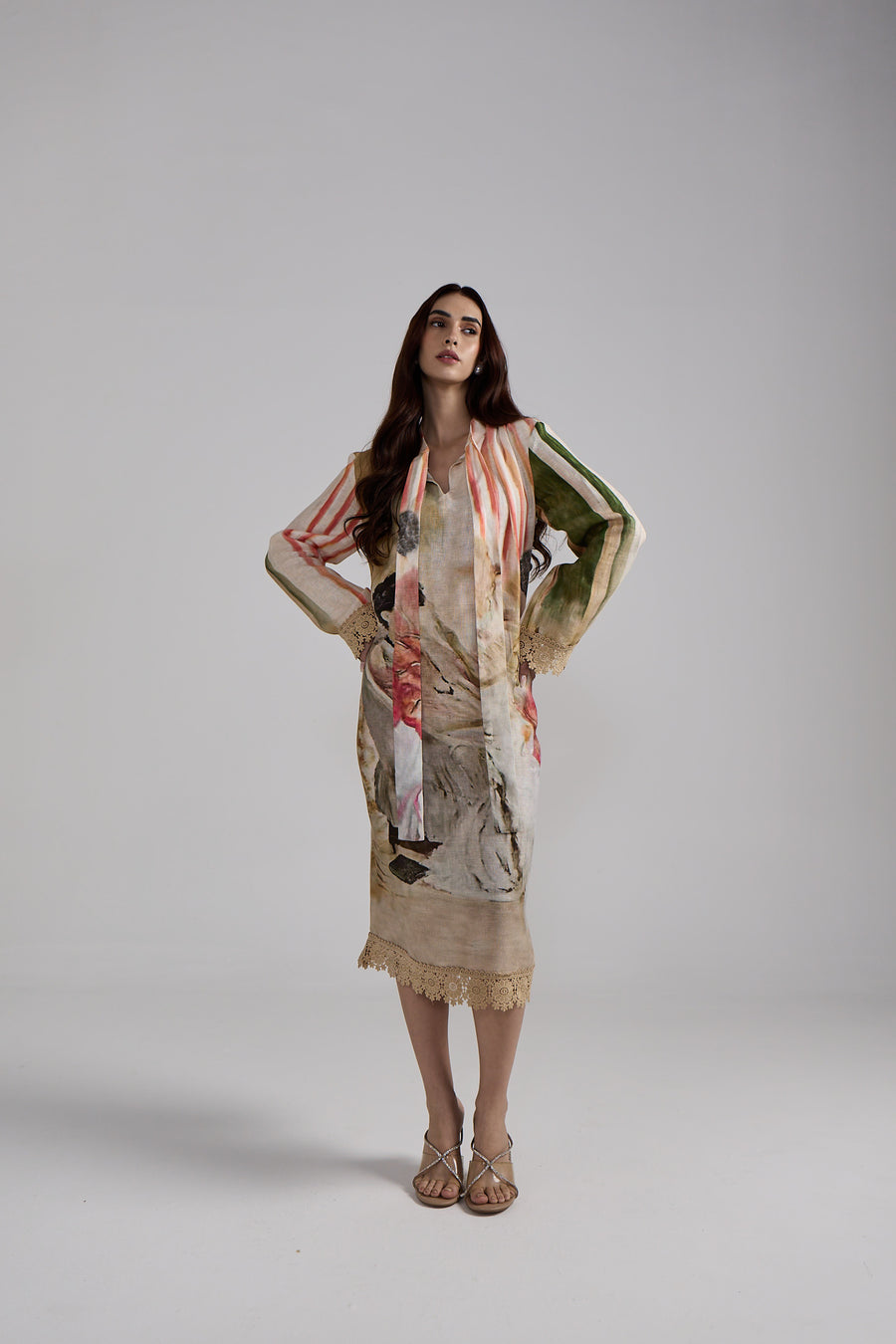 Canvas Stripe Linen Dress Set