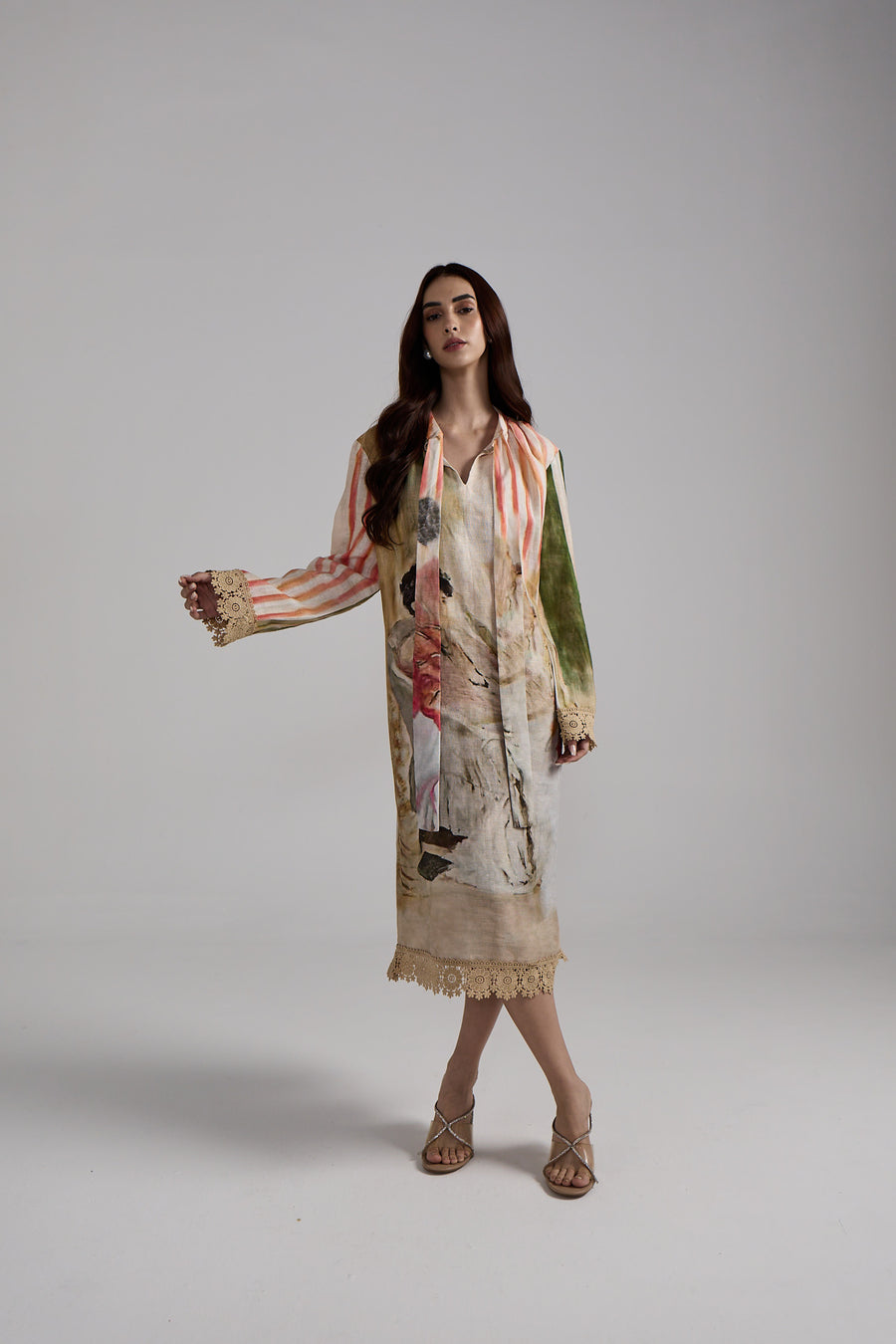 Canvas Stripe Linen Dress Set