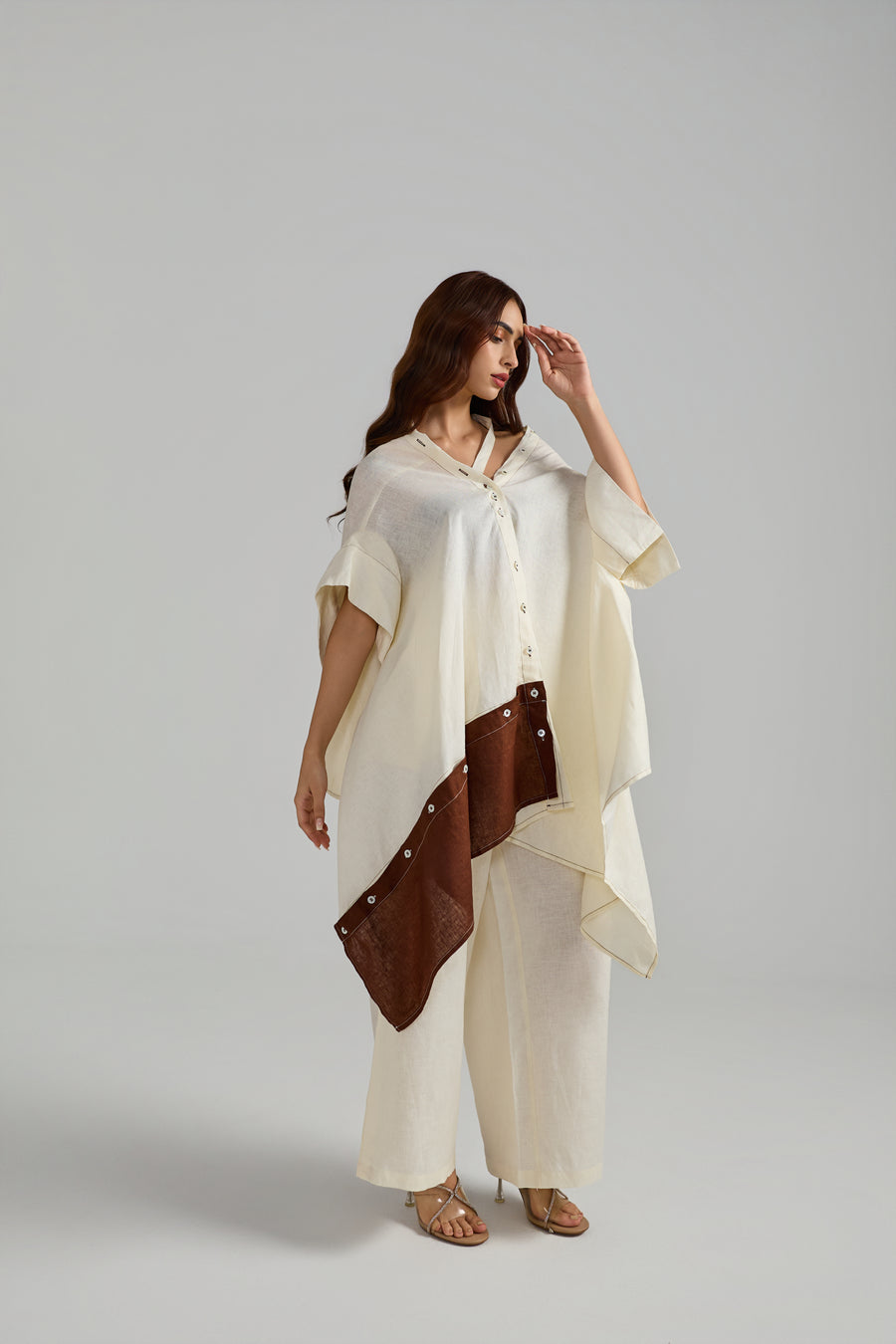 Neh Asymmetrical Linen Co-ord Set