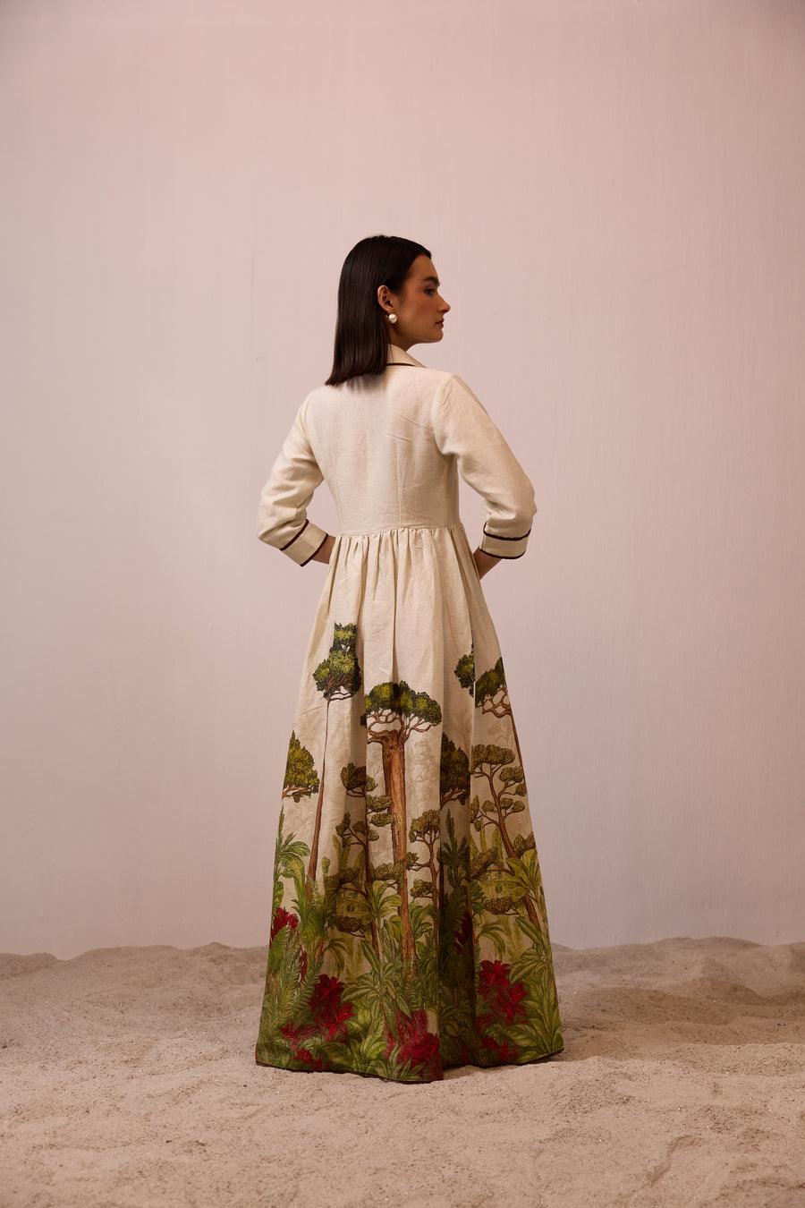 Verdant Linen Shirt Dress