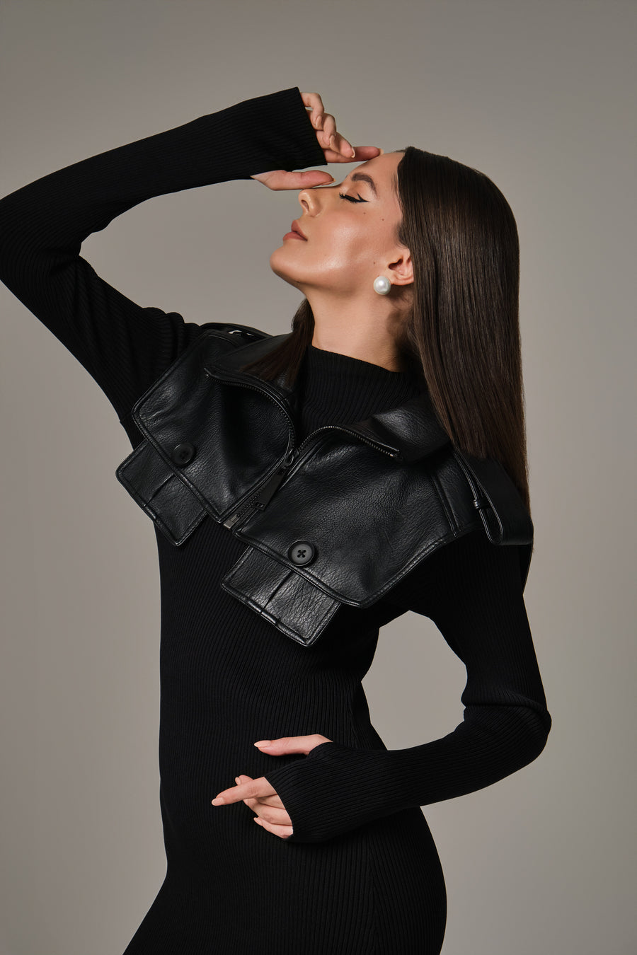 HONORE FAUX LEATHER CAPE