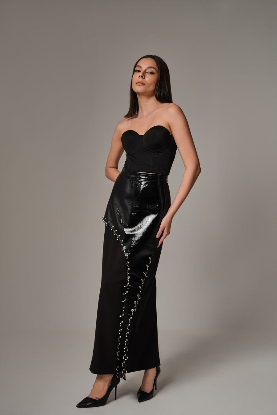 REINE SNAKE SKIN PANELLED SKIRT