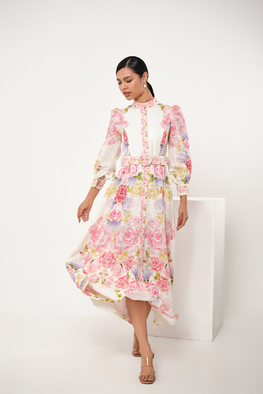 JOY FLORAL LINEN MAXI DRESS