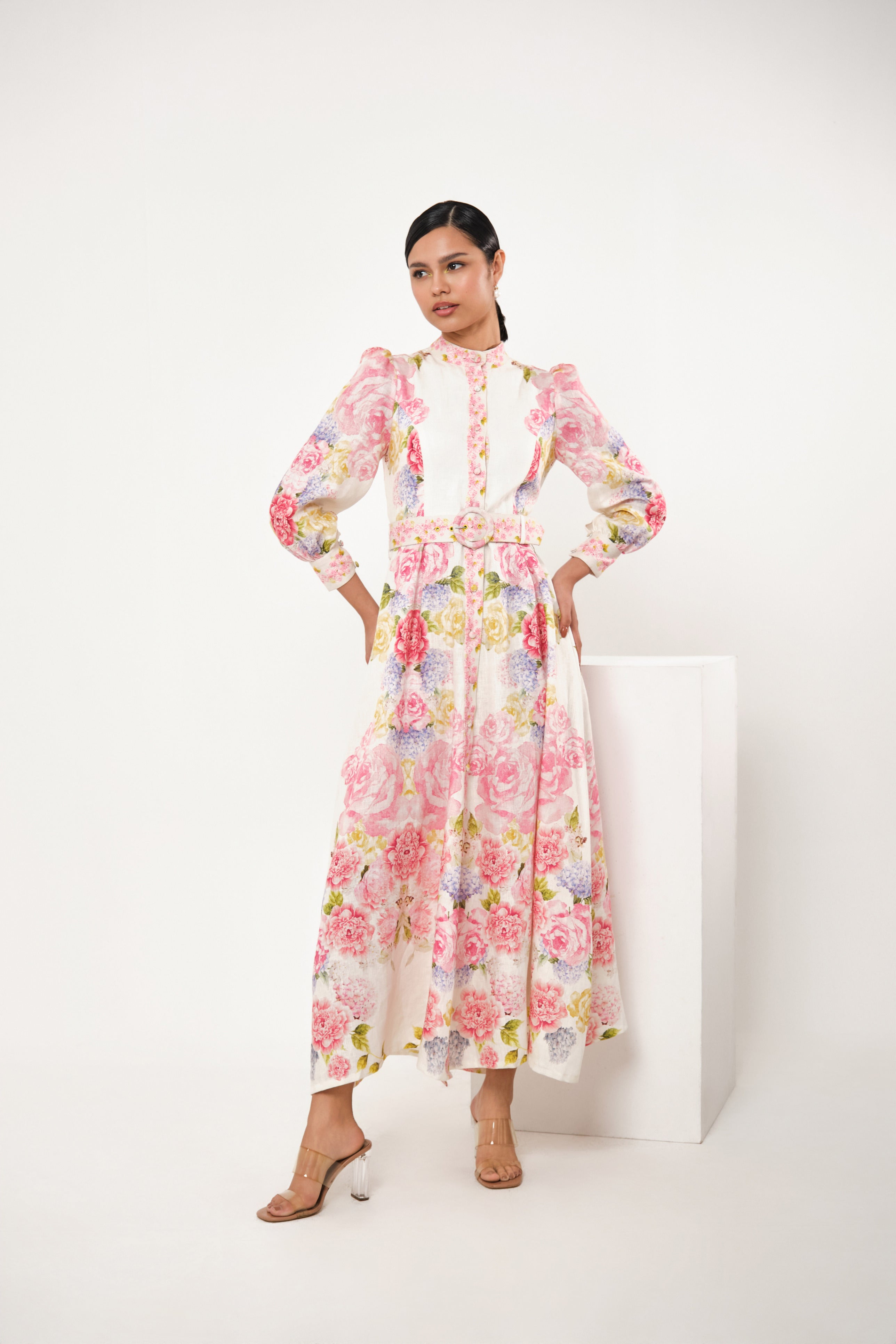 JOY FLORAL LINEN MAXI DRESS
