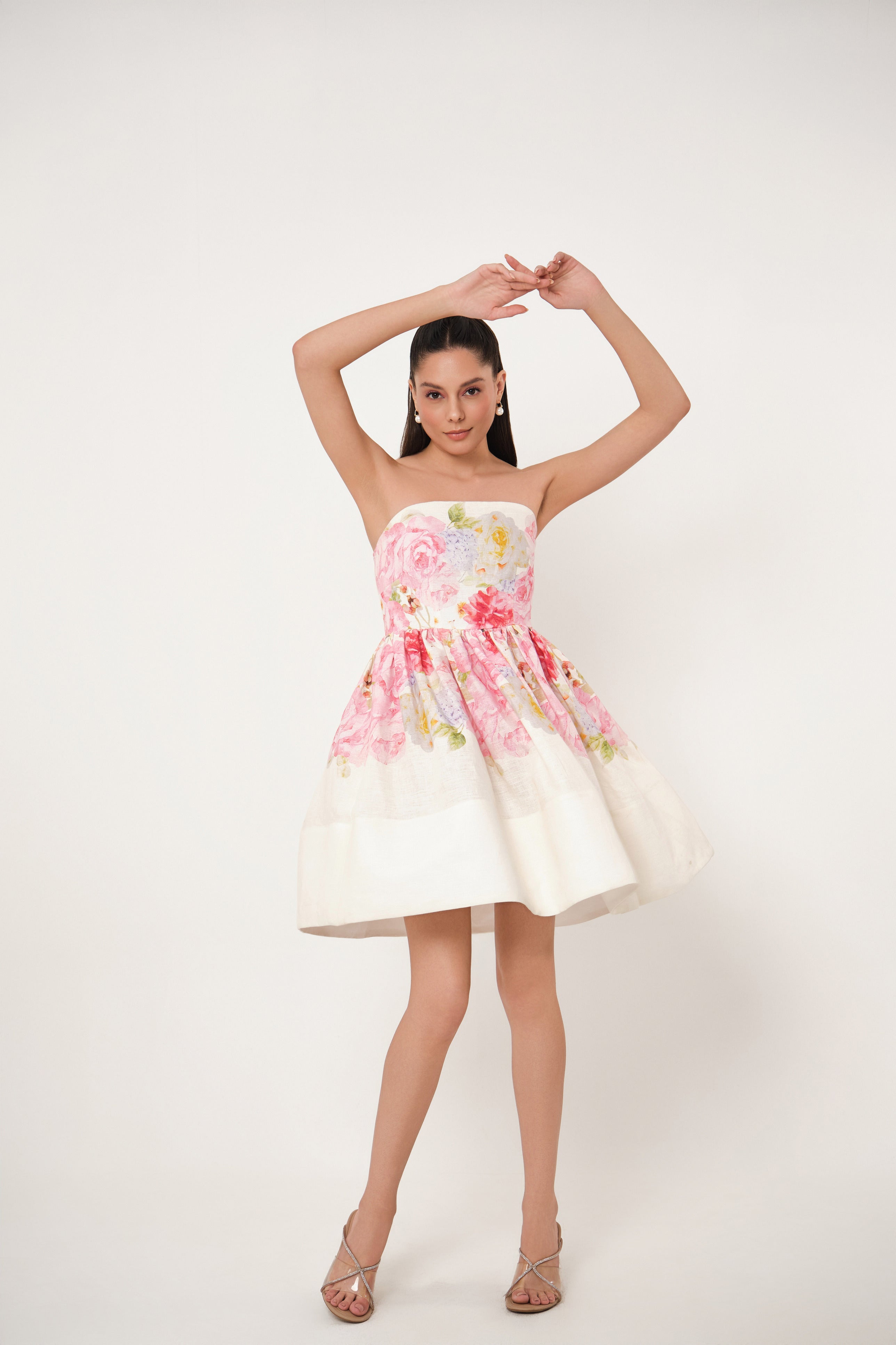 KAY FLORAL LINEN TUBE DRESS