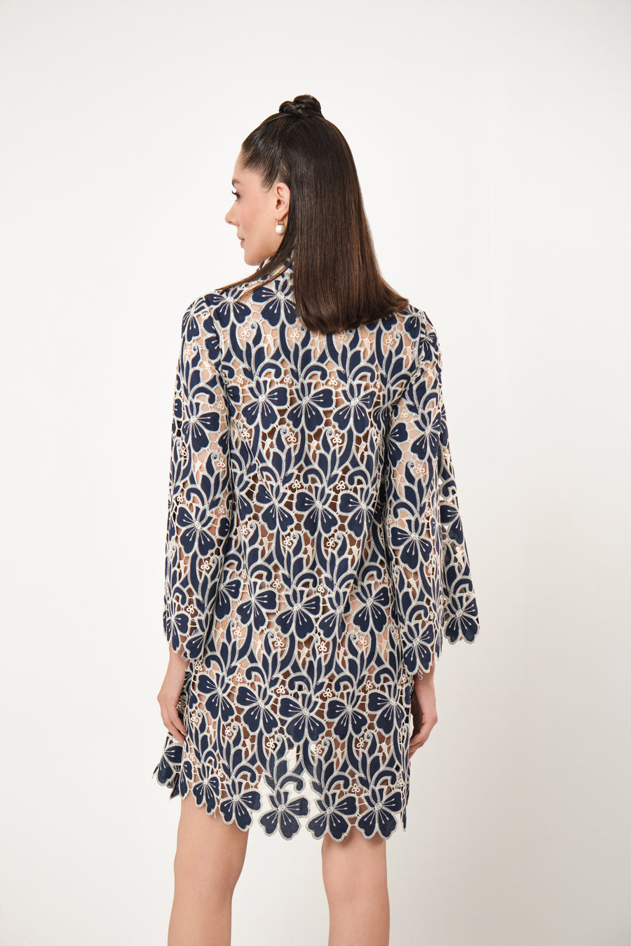 SKY FLORAL CUT BRODERIE LACE DRESS