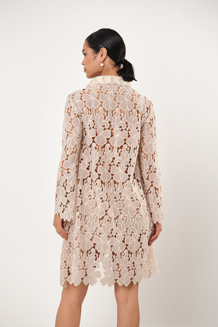 SKY FLORAL CUT BRODERIE LACE DRESS