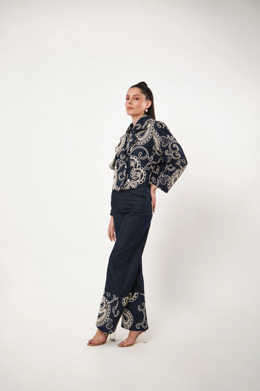 IDA MIDNIGHT EMBROIDERED SET