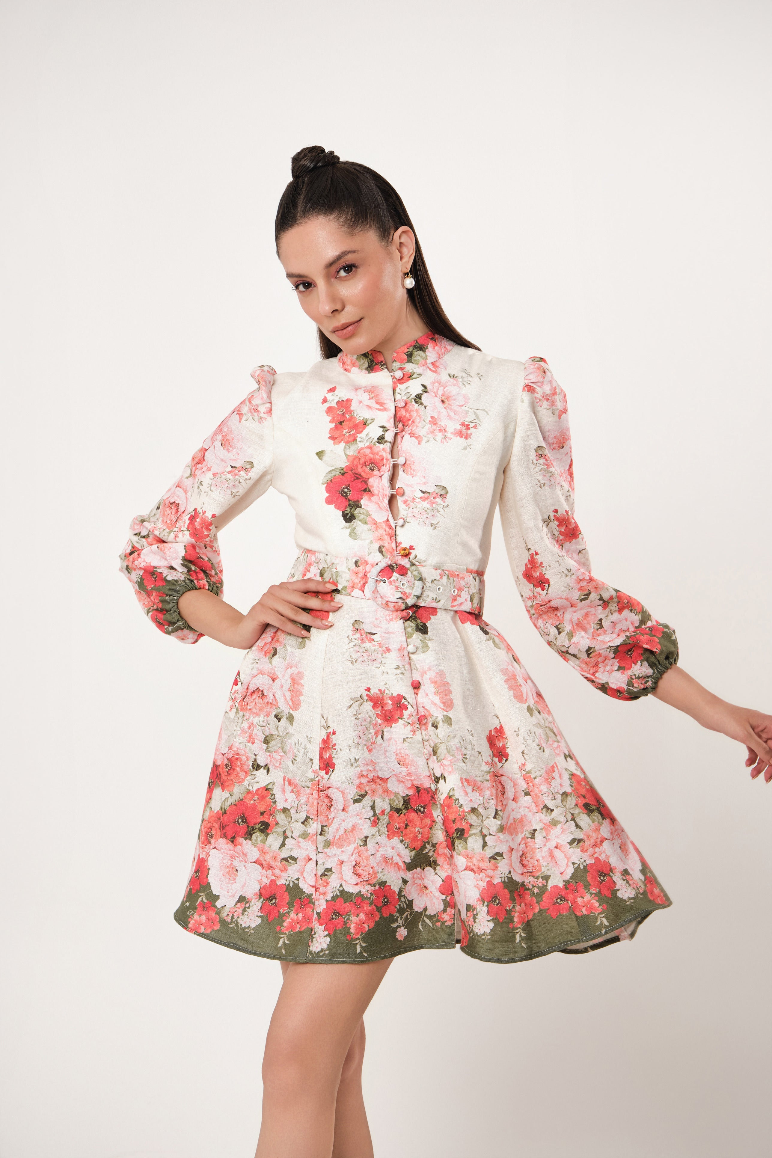 PIA FLORAL LINEN DRESS